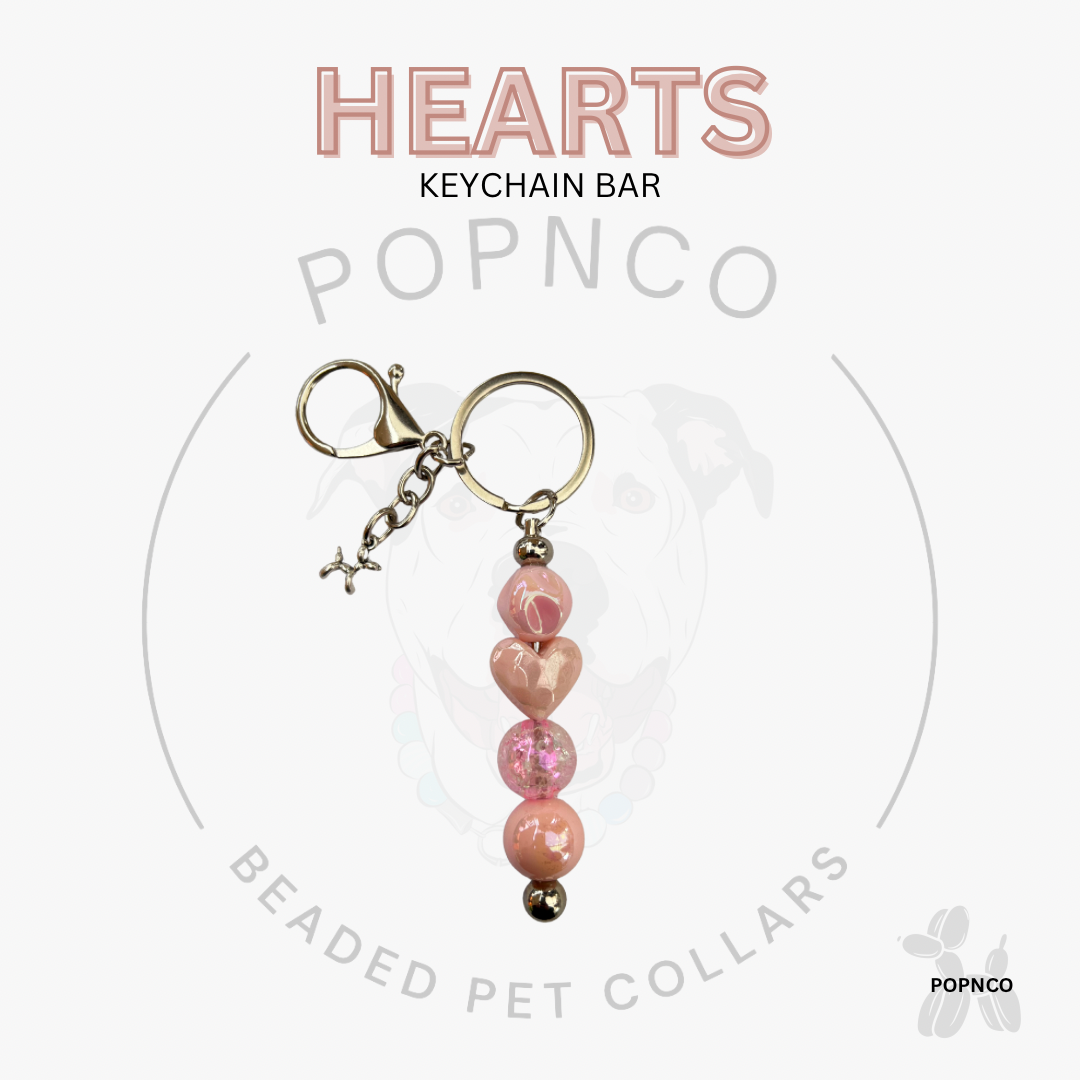 Keychain Bar - HEARTS - Coral