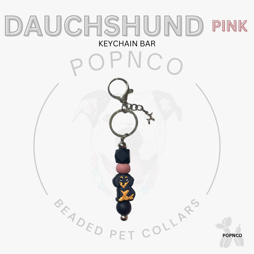 Keychain Bar - Dog - DACHSHUND - Pink