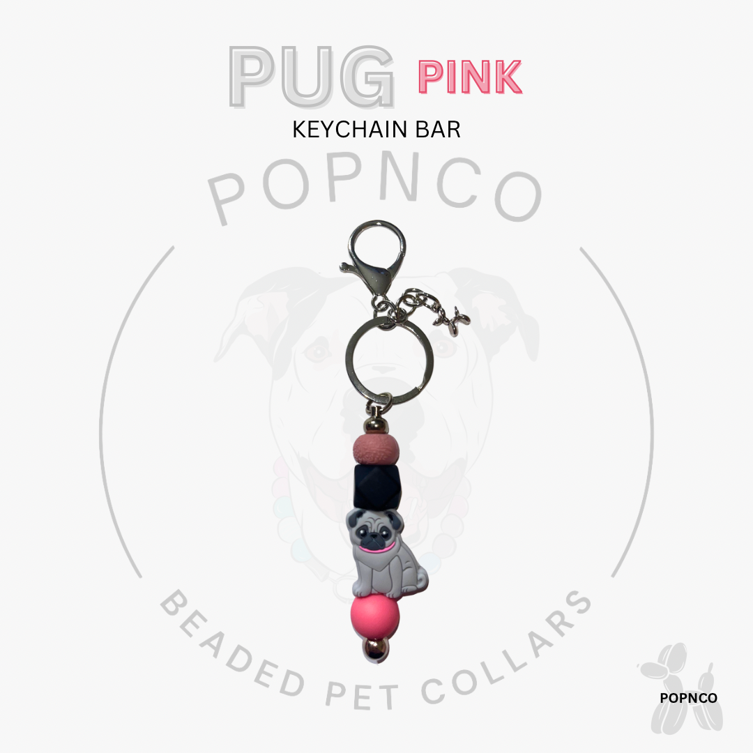 Keychain Bar - Dog - PUG - Pink