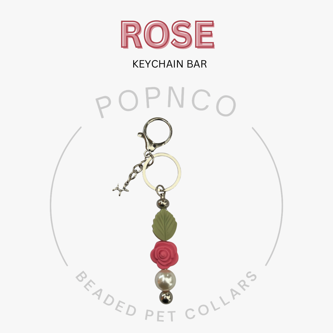 Rose keychain bar with 'Popnco' branding on a white background