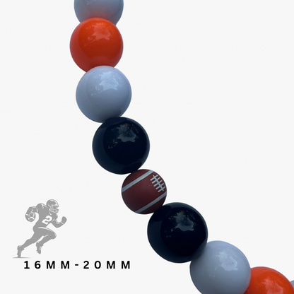 Necklace with multicolored beads on a white background