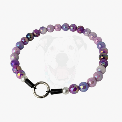 Multicolored beaded bracelet with a black clasp on a white background POPNCO acrylic bead, Bead dog collar, beaded collar, Beaded dog collar, Breathable dog collar, cat collar, Comfortable Dog Collar, dog collar, Durable dog collar, Easy to clean dog collar, fashion collar, handmade, Pet accessories, pet collar, popnco, Popnco dog collar, slip on collar, Slip on dog collar, Stylish dog collar