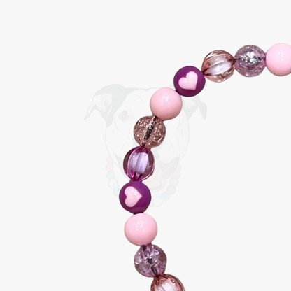 Beaded bracelet with pink and purple beads on a white background POPNCO beaded collar, Beaded dog collar, Breathable dog collar, Comfortable Dog Collar, dog collar, Durable dog collar, Easy to clean dog collar, fashion collar, handmade, Pet accessories, pet collar, Slip on dog collar