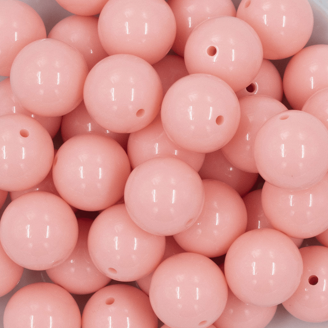 Close up of the Coral pink Beaded pet collar acrylic beads  from the classics solid collection from POPNCO