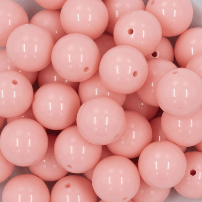 Close up of the Coral pink Beaded pet collar acrylic beads  from the classics solid collection from POPNCO