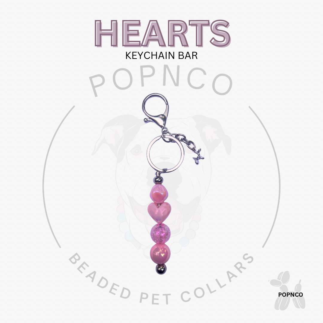 Keychain Bar - HEARTS - Pink