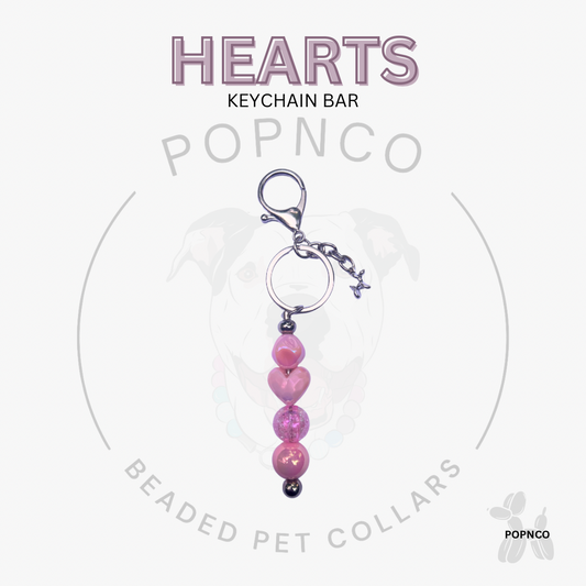 Keychain Bar - HEARTS - Pink