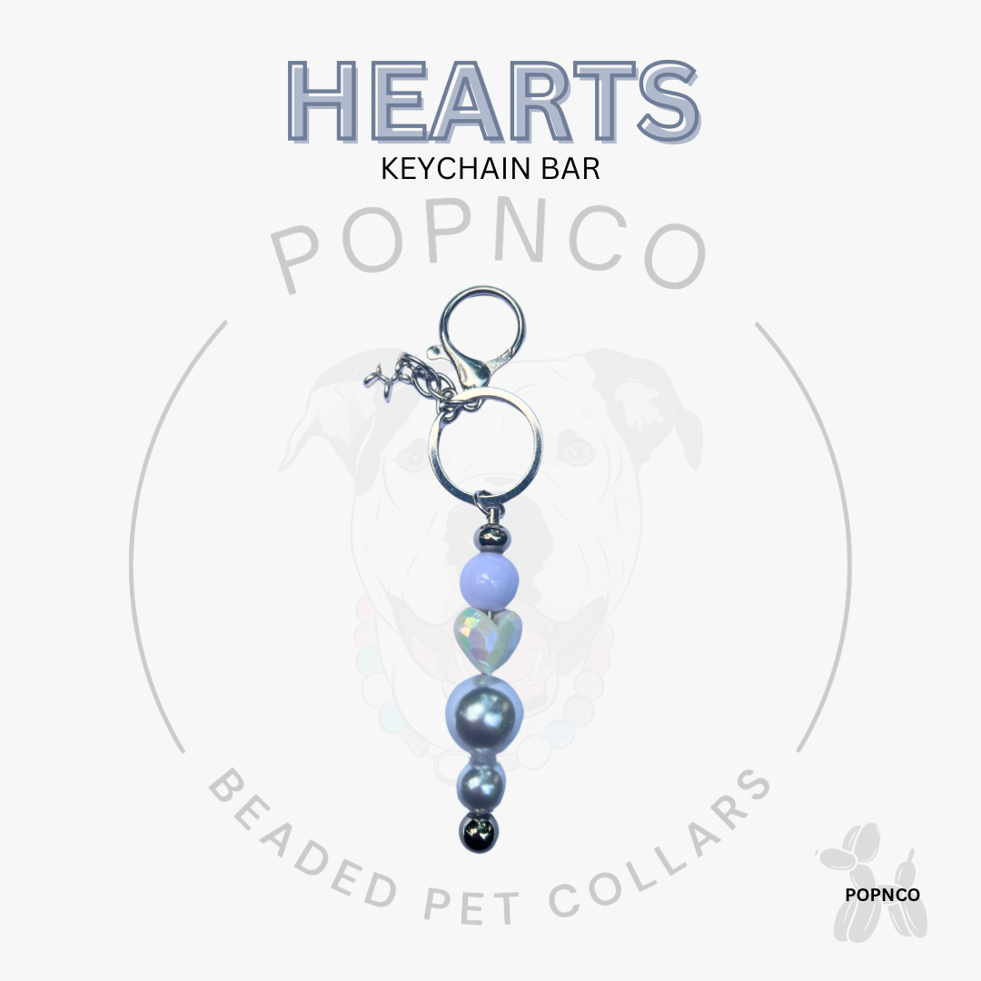 Keychain Bar - HEARTS - White