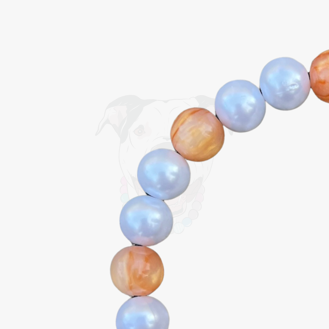 Beaded bracelet with multicolored beads on a white background