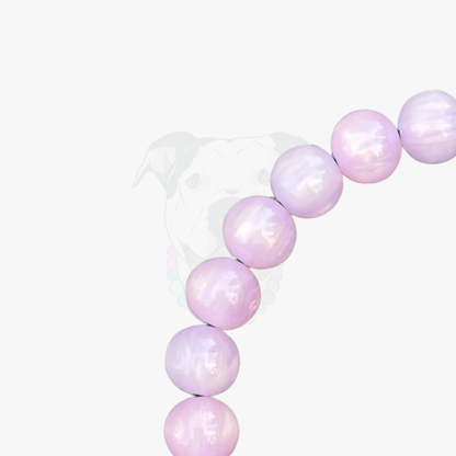 Purple beaded bracelet on a white background