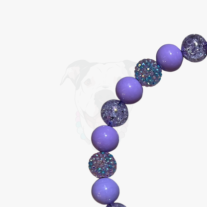 Purple beaded bracelet with glittery accents on a white background POPNCO Acrylic Beads, beaded collar, Beaded dog collar, Breathable dog collar, cat collar, Comfortable Dog Collar, dog collar, Durable dog collar, Easy to clean dog collar, fashion collar, handmade, Pet accessories, pet collar, popnco, Popnco dog collar, slip on collar, Slip on dog collar, Stylish dog collar
