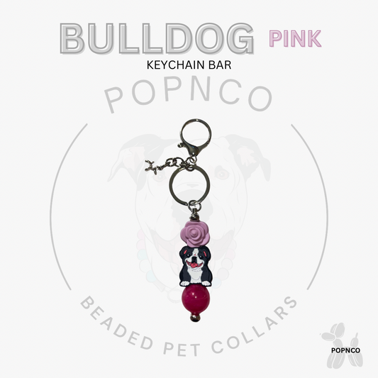 Keychain Bar - Dog - BULLDOG - Pink