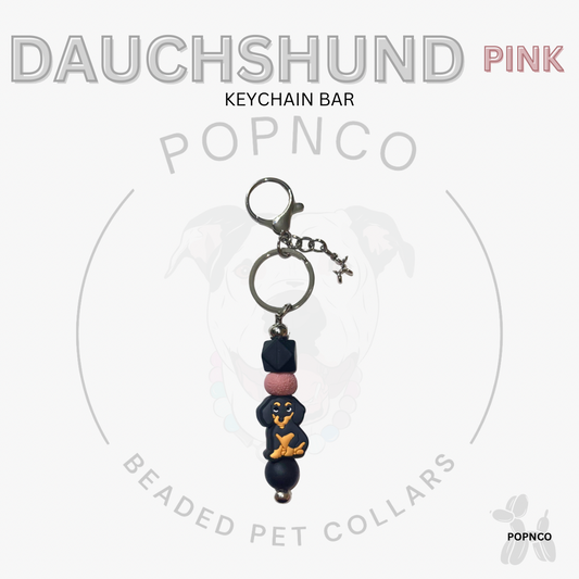 Keychain Bar - Dog - DACHSHUND - Pink