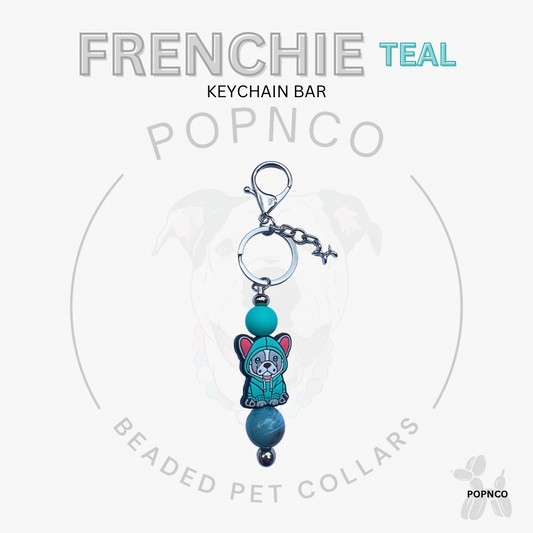 Keychain Bar - Dog - FRENCHIE - Teal