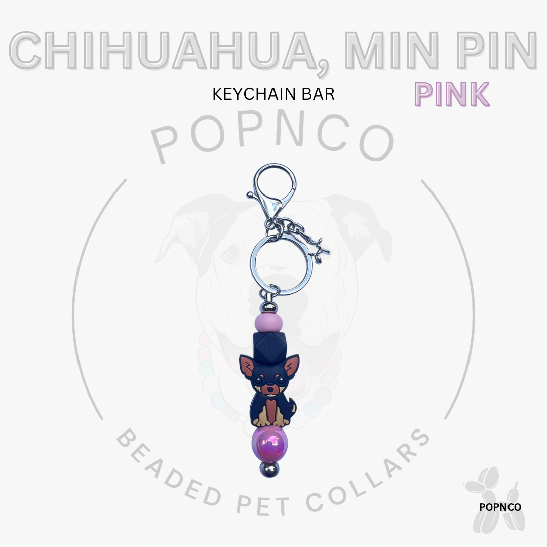 Keychain Bar - Dog - CHIHUAHUA, MIN PIN - Pink