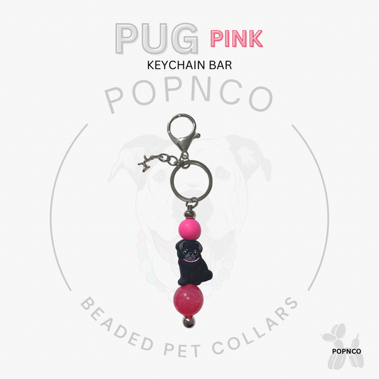 Keychain Bar - Dog - PUG - Pink