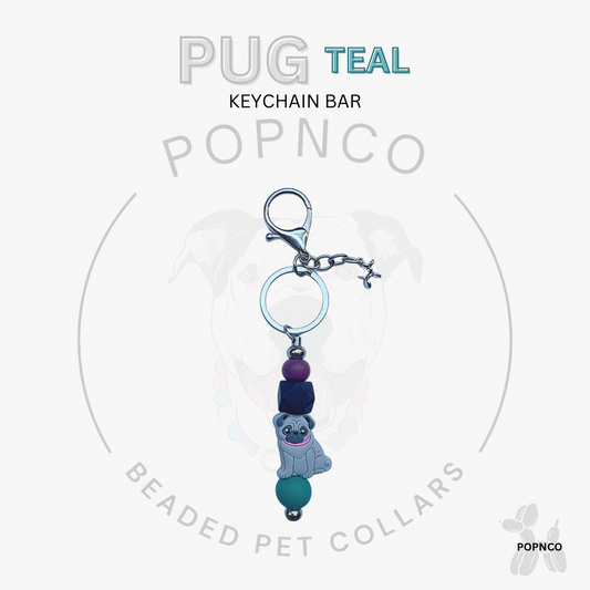 Keychain Bar - Dog - PUG - Teal