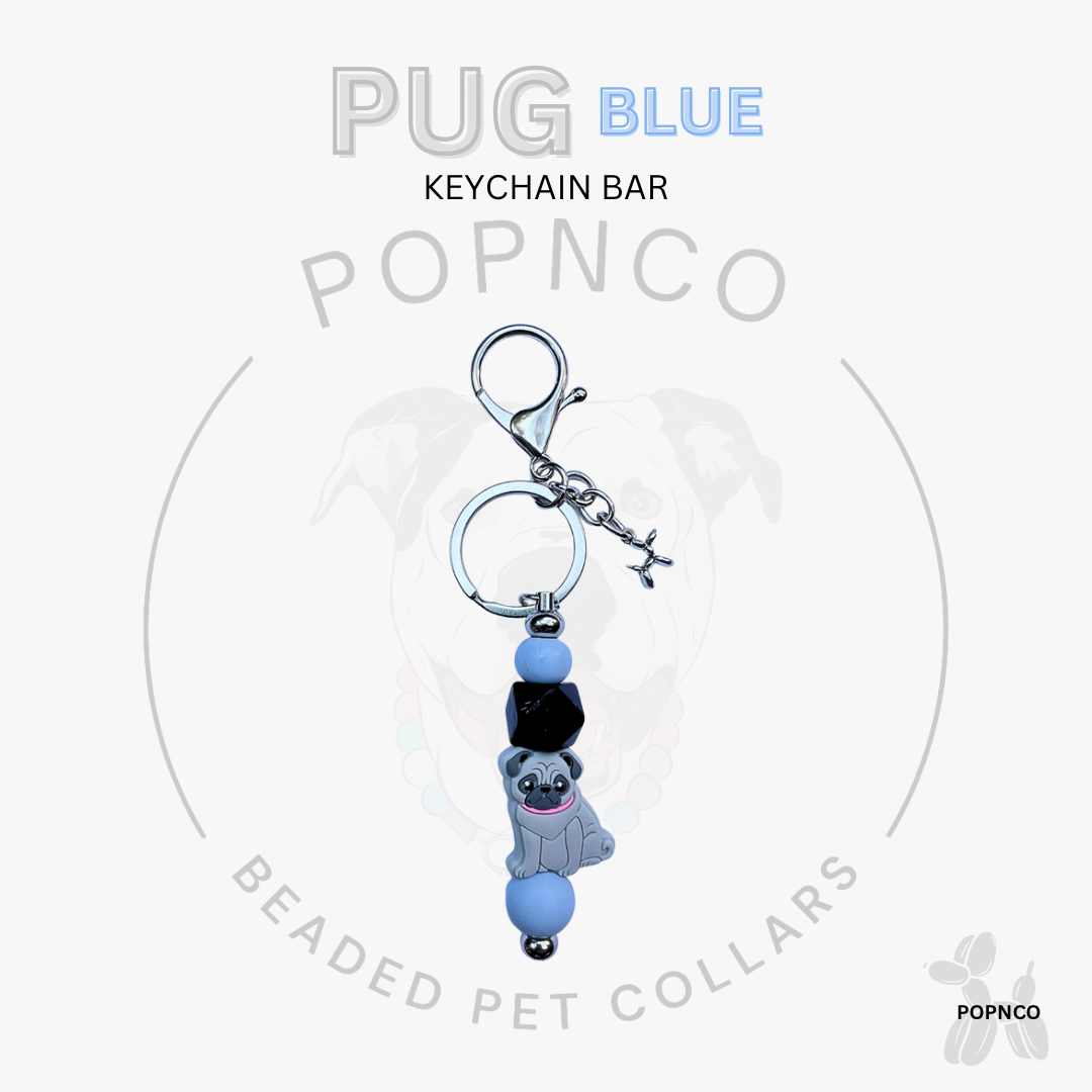 Keychain Bar - Dog - PUG - Blue