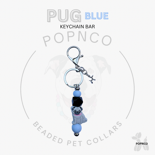 Keychain Bar - Dog - PUG - Blue