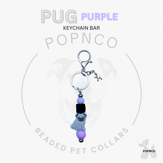 Keychain Bar - Dog - PUG - Purple