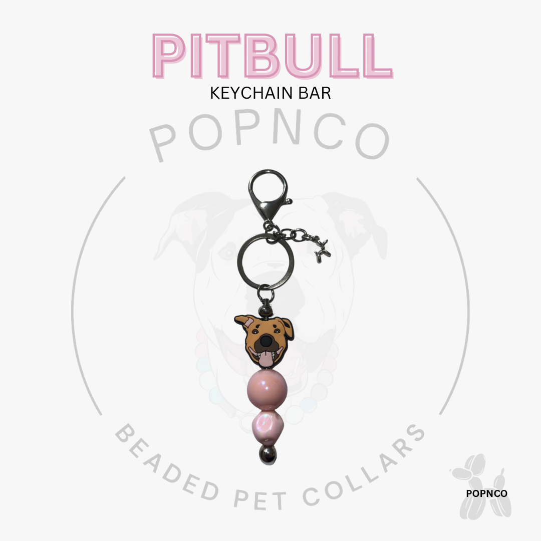 Pitbull keychain bar with beads on a white background, featuring the brand 'POPNCO'.
