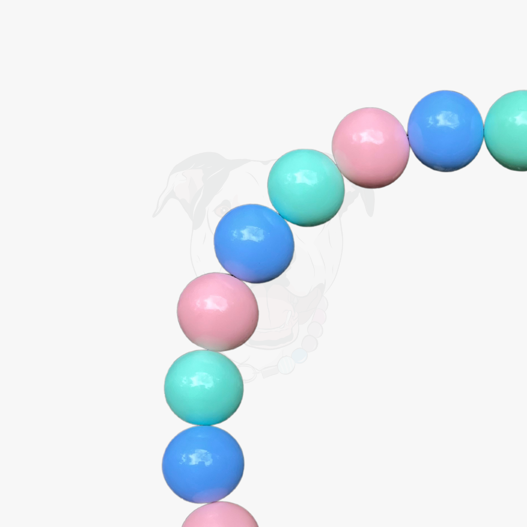 Colorful round beads on a white background