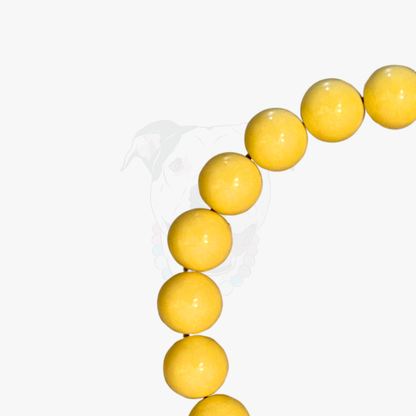 Yellow beaded bracelet on a white background POPNCO Acrylic Beads, beaded collar, Beaded dog collar, beaded necklace, Breathable dog collar, cat collar, Cat necklace, Comfortable Dog Collar, dog collar, dog Necklace, Durable dog collar, Easy to clean dog collar, fashion collar, handmade, Pet accessories, pet collar, pet necklace, popnco, Popnco dog collar, slip on collar, Slip on dog collar, Stylish dog collar
