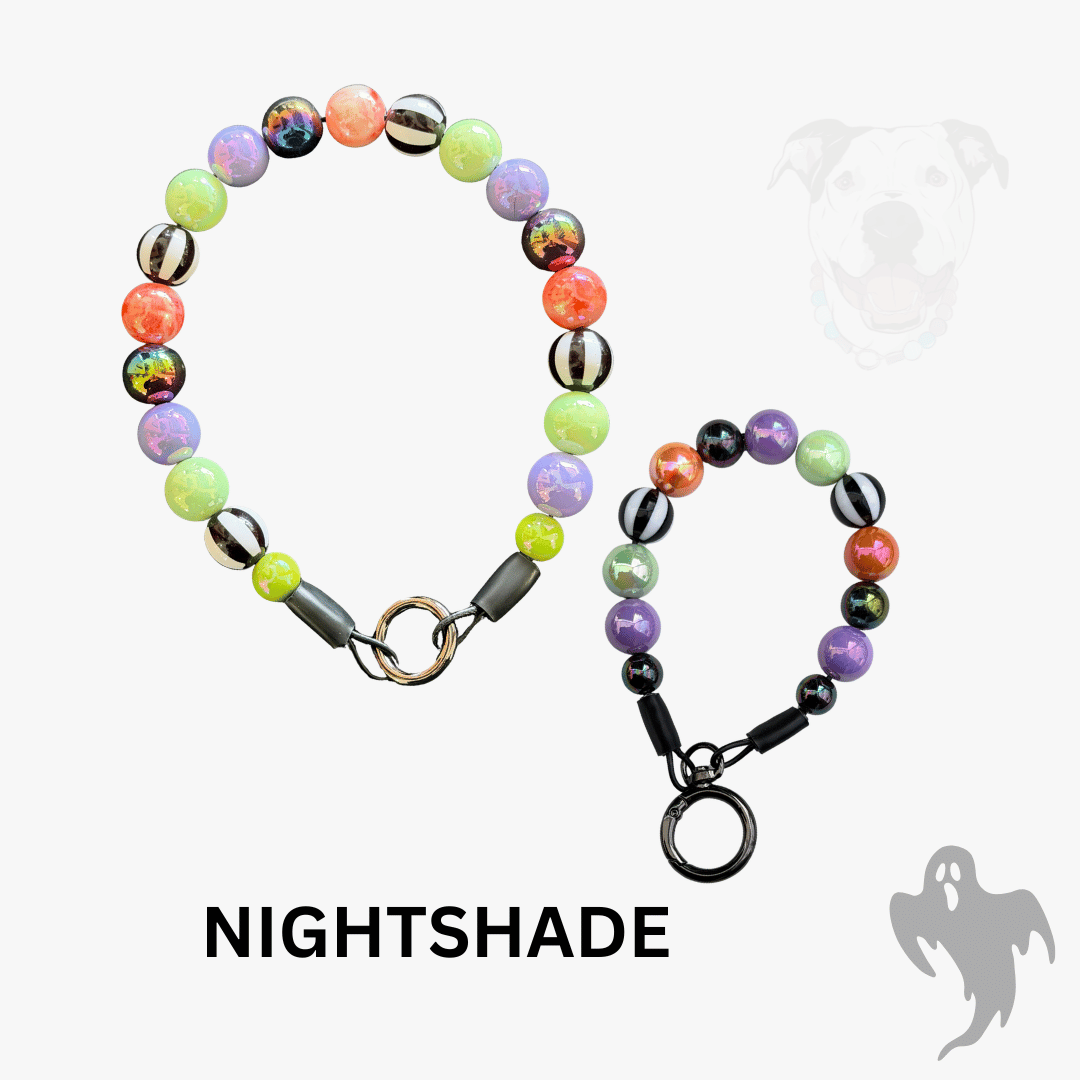 THE BESTIE MATCH - Nightshade Beaded Collar and Keychain Wristlet
