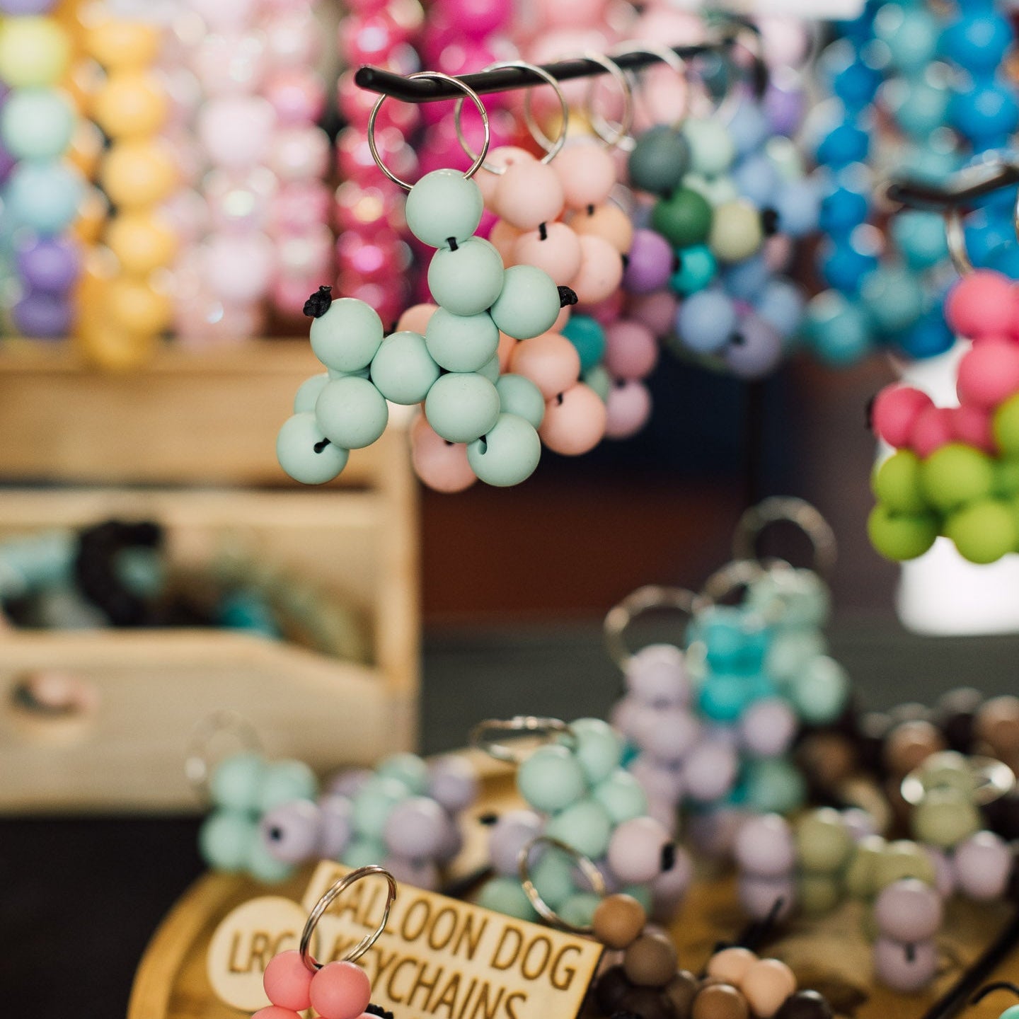 Photo of Silicone Beaded Balloon Dog Keychains from POPNCO Beaded Pet Collars