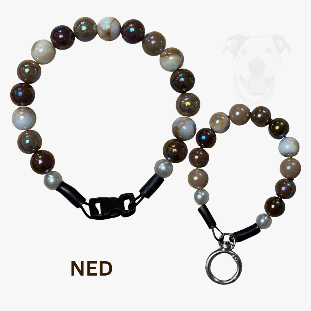 THE BESTIE MATCH - Ned Beaded Collar and Keychain Wristlet