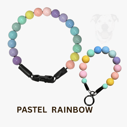THE BESTIE MATCH - Pastel Rainbow Beaded Collar and Keychain Wristlet