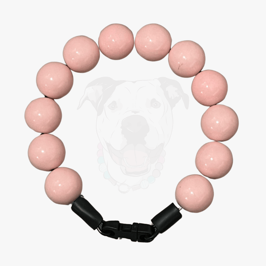 Coral pink Beaded pet collar from the classics solid collection from POPNCO, the collar is laying flat on a white background