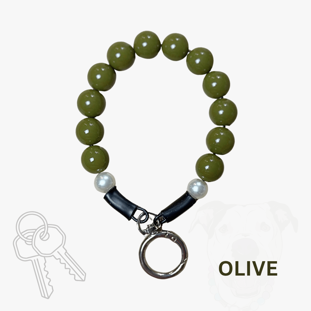 THE BESTIE MATCH - Olive Beaded Collar and Keychain Wristlet