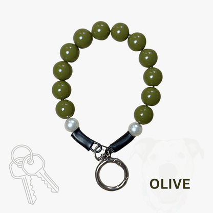 THE BESTIE MATCH - Olive Beaded Collar and Keychain Wristlet