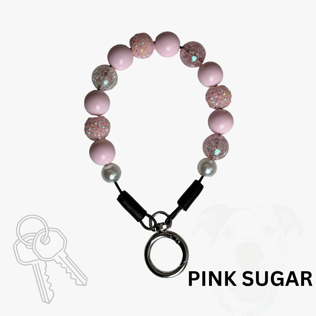 THE BESTIE MATCH - Pink Sugar Beaded Collar and Keychain Wristlet