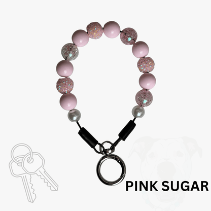 THE BESTIE MATCH - Pink Sugar Beaded Collar and Keychain Wristlet