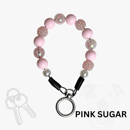 THE BESTIE MATCH - Pink Sugar Beaded Collar and Keychain Wristlet