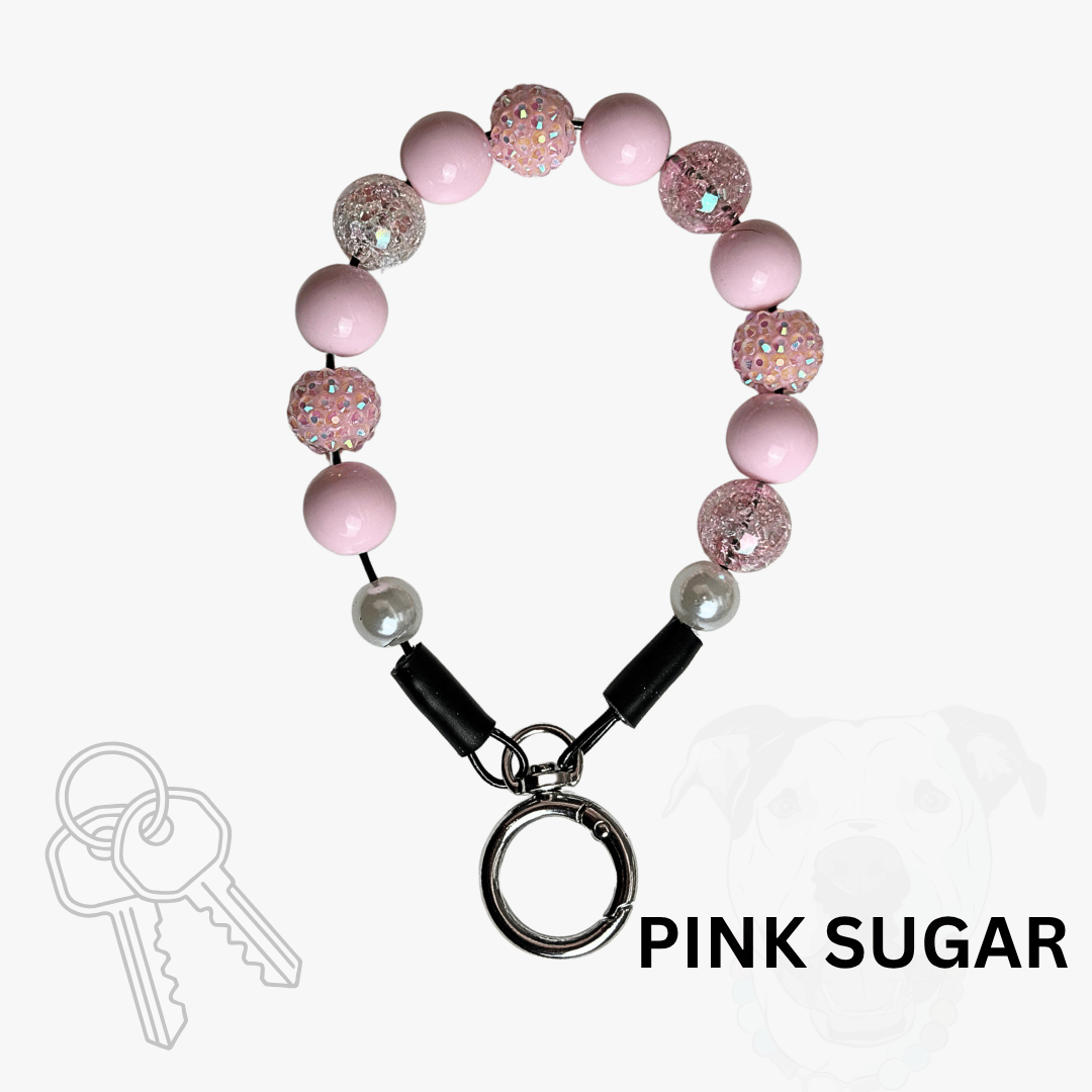 THE BESTIE MATCH - Pink Sugar Beaded Collar and Keychain Wristlet