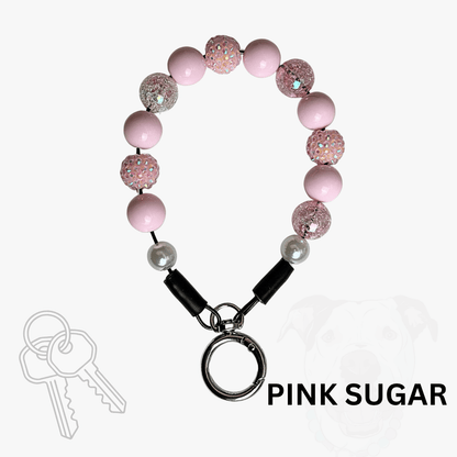 THE BESTIE MATCH - Pink Sugar Beaded Collar and Keychain Wristlet