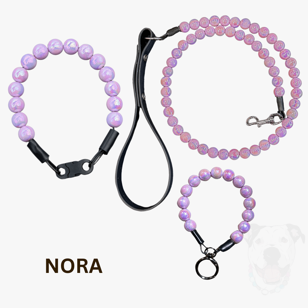 THE ULTIMATE TRIO -  Nora Beaded Collar, Leash and Keychain Wristlet