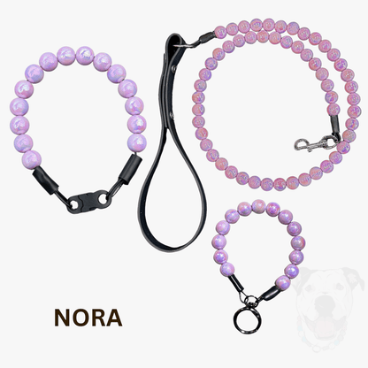THE ULTIMATE TRIO -  Nora Beaded Collar, Leash and Keychain Wristlet