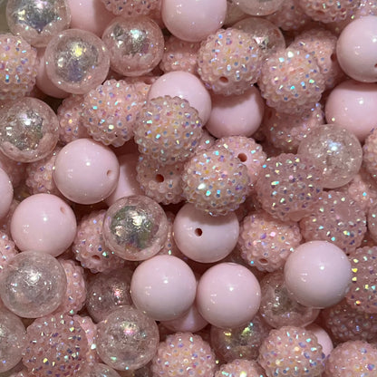 Close-up of pink and glittery beads