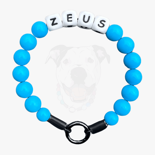 Juniper lake blue solid beaded dog collar from The Classics Collection handcrafted in BC by POPNCO