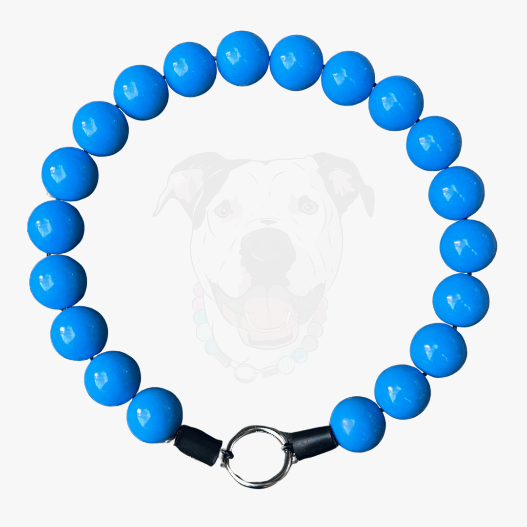 Juniper lake blue solid beaded dog collar from The Classics Collection handcrafted in BC by POPNCO