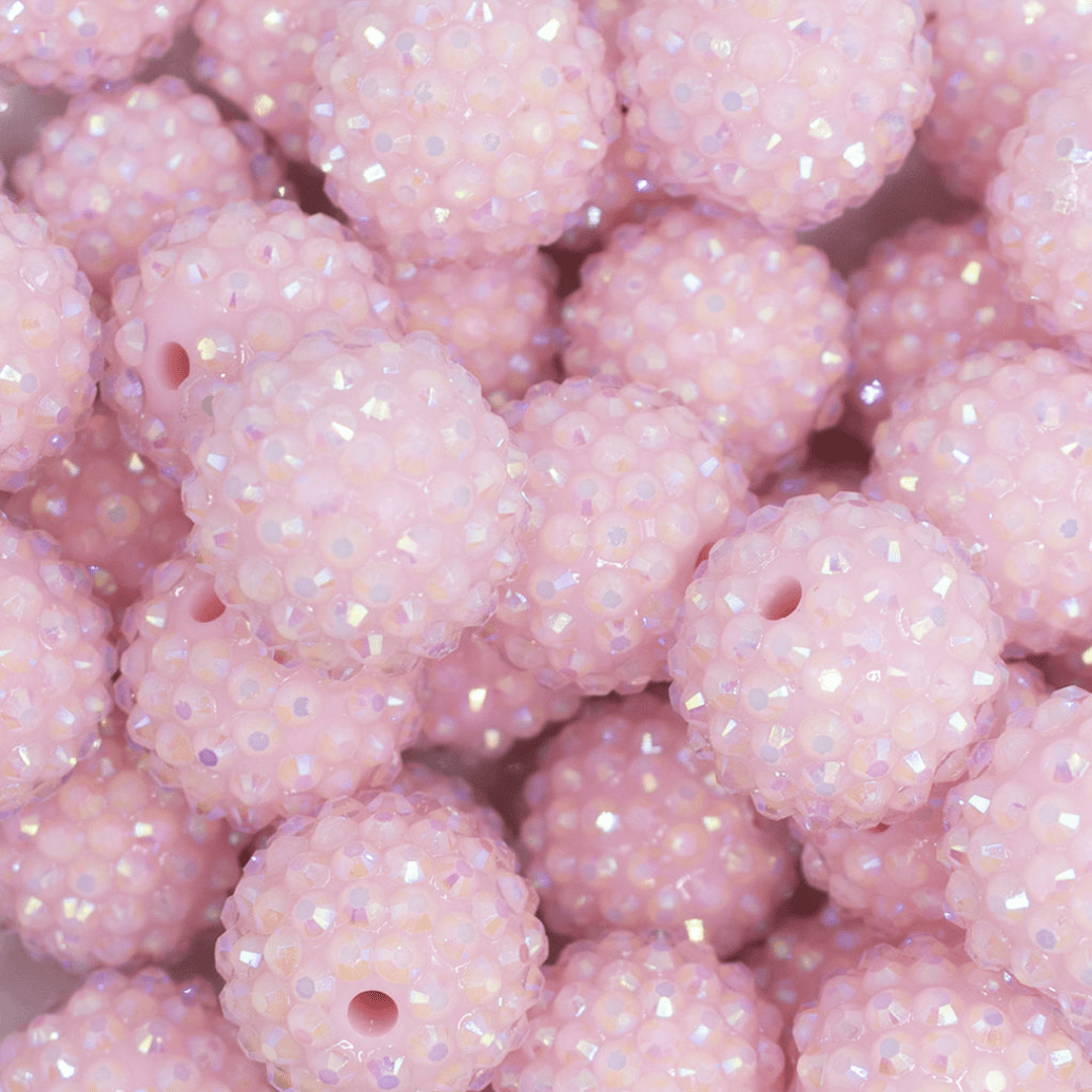 Close-up of pink glittery beads from POPNCO Beaded Dog Collars Pink Sugar. 