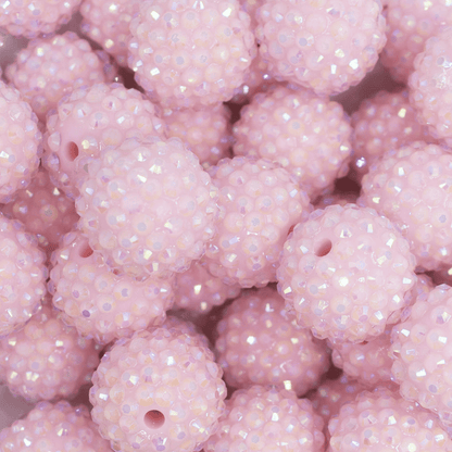 Close-up of pink glittery beads from POPNCO Beaded Dog Collars Pink Sugar. 