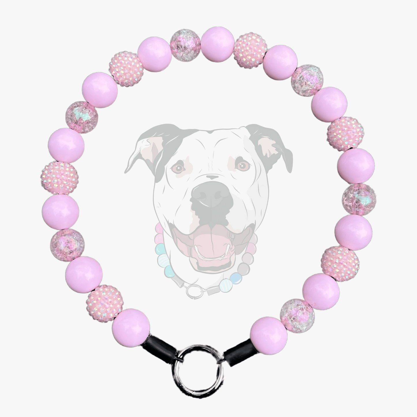 Pink Sugar pale pink crackle and bayberry beaded dog collar from the Valentines Collection handcrafted in BC by POPNCO