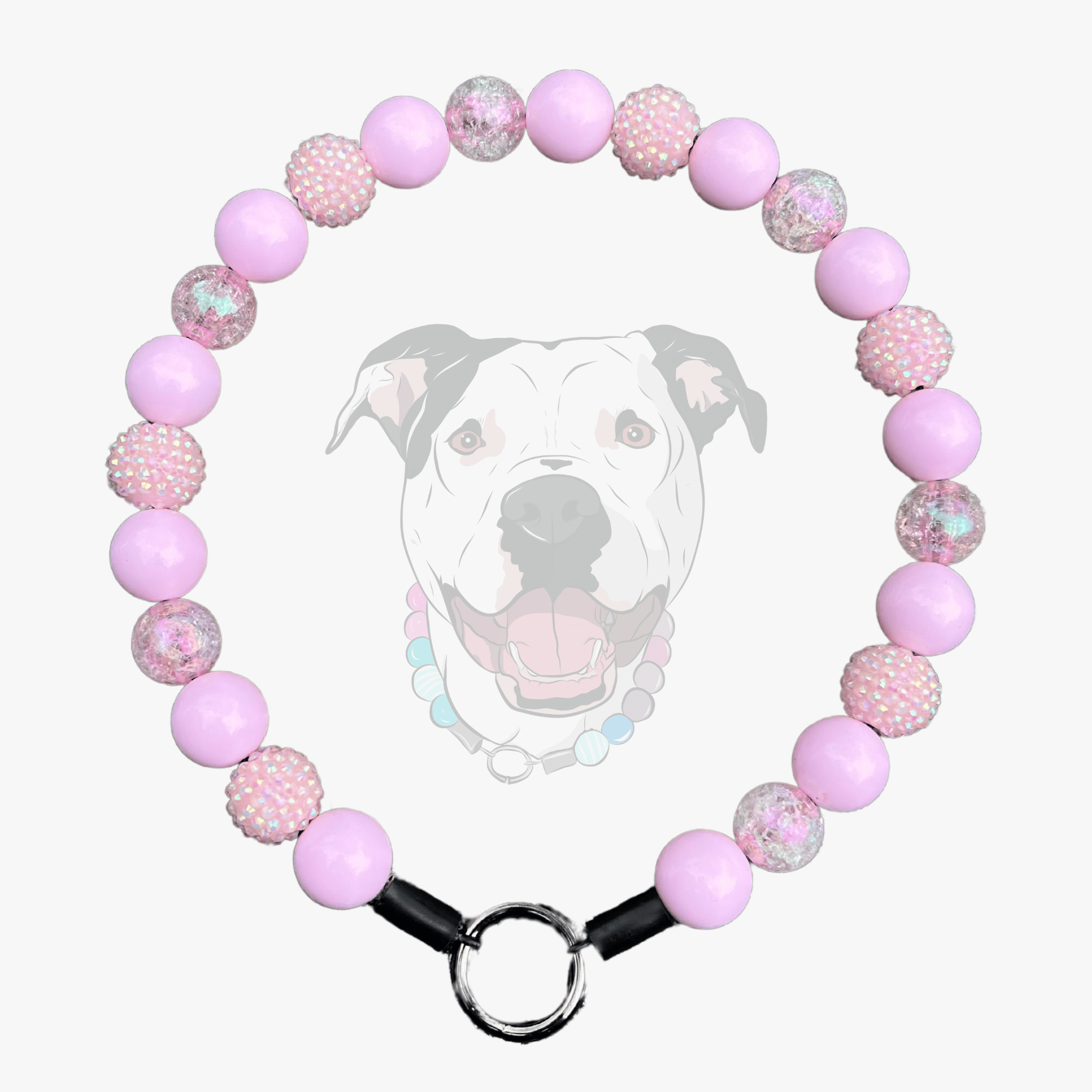 Pink Sugar pale pink crackle and bayberry beaded dog collar from the Valentines Collection handcrafted in BC by POPNCO