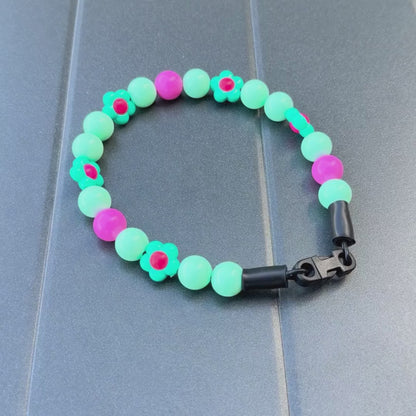 Video of Odelia 14mm teal and pink flower beaded dog collar by POPNCO handcrafted in BC
